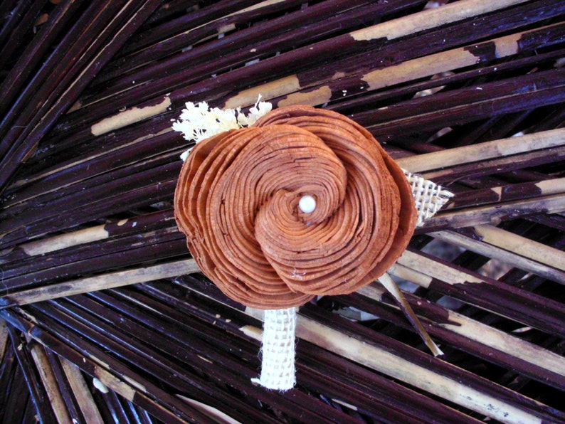 beach wedding brown boutonniere sola boutonniere rustic wedding Nutmeg sola boutonniere sola button hole rustic button hole