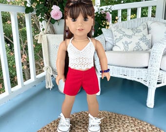 Red Shorts- Pull‑On Shorts with Pockets For 18 Inch Dolls, Summer Basics Doll Clothing, Shorts Only