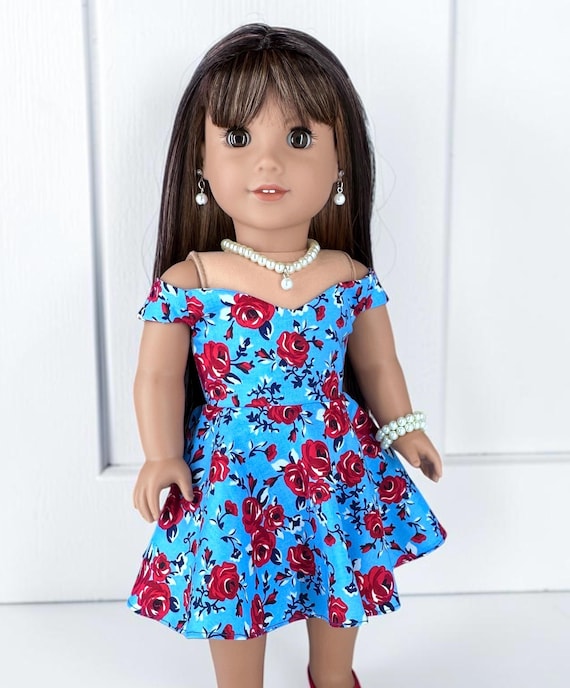 Off-the-Shoulder Party Dress with Sweetheart Neckline for 18-inch Dolls