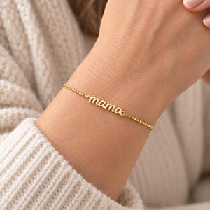 Custom Name Bracelet, Personalized Script Name Bracelet With Box Chain, 925 Silver Jewelry, Minimalist Nameplate, Christmas Gift for Mom