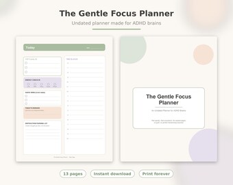 ADHD Planner Printable, Undated Daily Weekly Planner, Dopamine Menu & Habit Tracker PDF