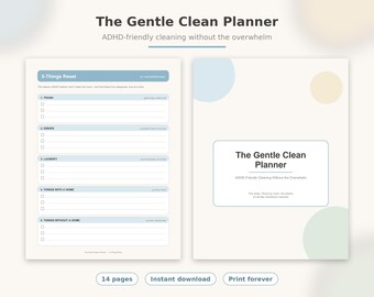 ADHD Cleaning Planner Printable, Undated Cleaning Checklist, Room Sprints & Reward Menu PDF