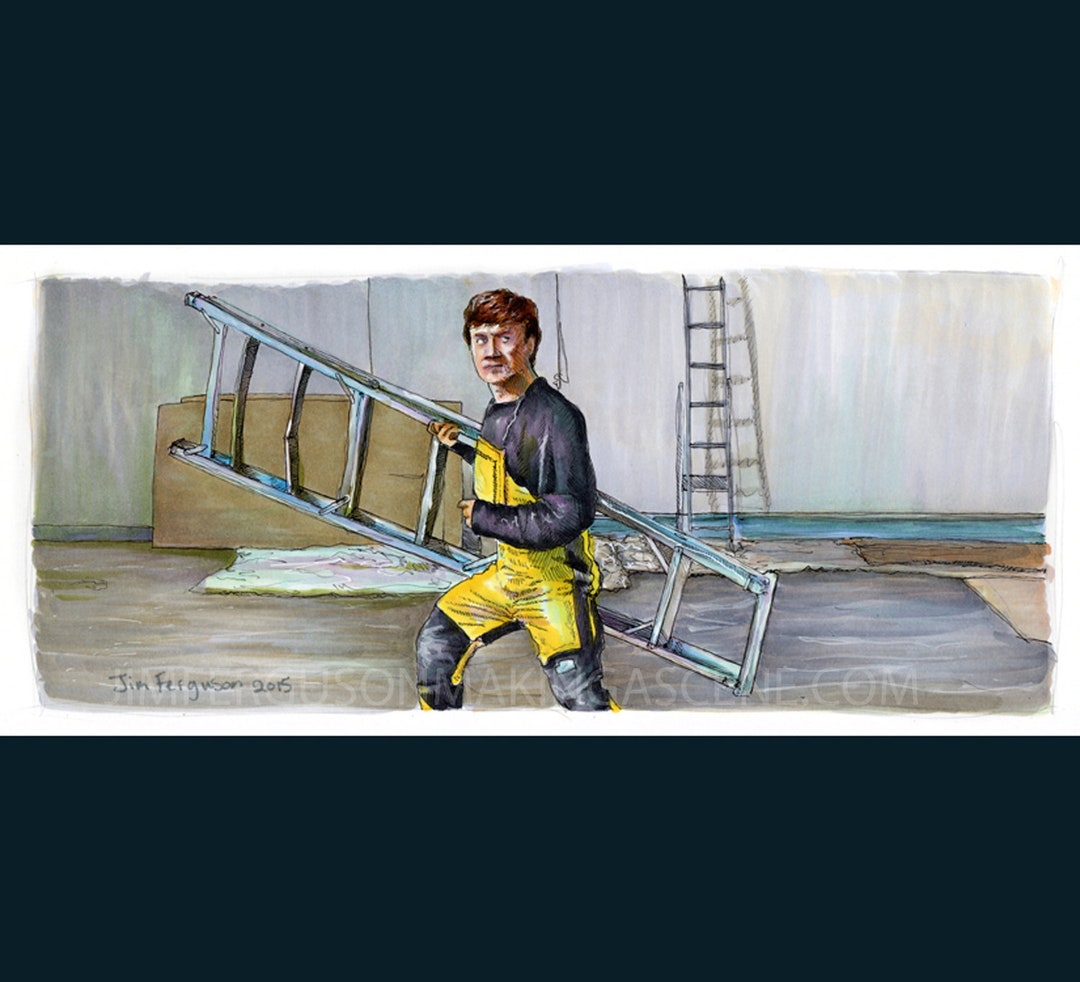 Etsy painting of Jackie Chan with ladder in Police Story IV: First Strike