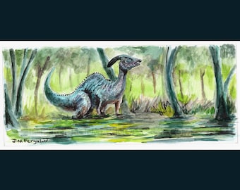 Dinossauros - Impressão Parasaurolophus por Jim Ferguson