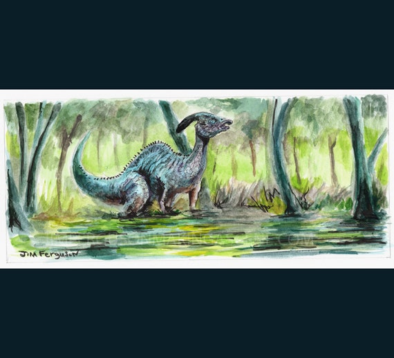 Dinosaurs - Parasaurolophus Print By Jim Ferguson