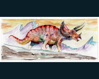Dinossauros - Impressão de Triceratops por Jim Ferguson