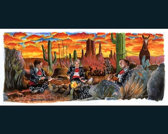 Los Tres Amigos - Lámina Sombras Azules de Jim Ferguson