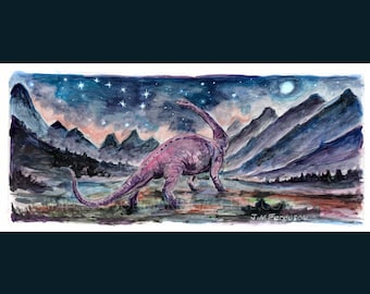 Dinossauros - Impressão de Brontossauro por Jim Ferguson