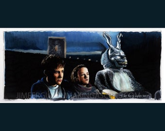 Donnie Darko - ¿Por qué llevas ese estúpido traje de conejito?  arte Grabado por Jim Ferguson