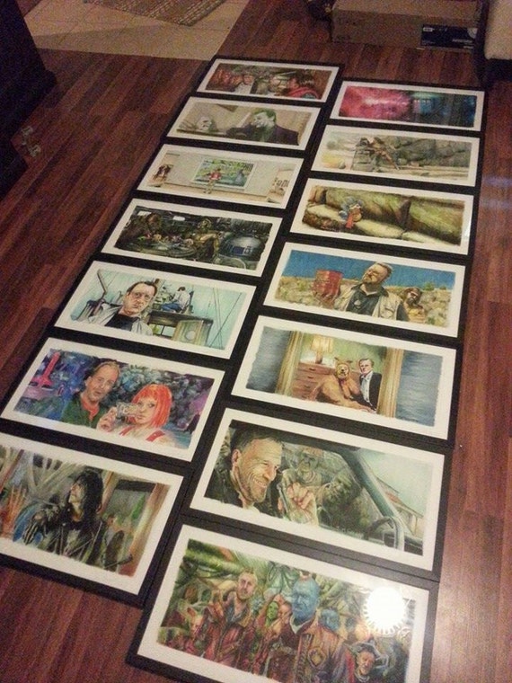 1 Frame and mats ONLY for 12"x24" Jim Ferguson Movie Print By Jim Ferguson
