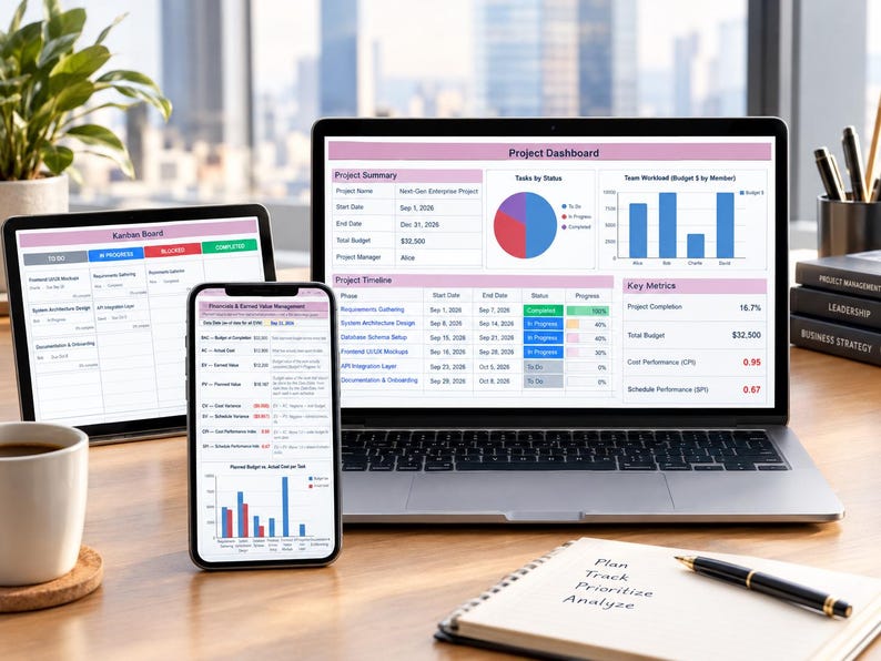 Project Management Spreadsheet Project Planner Task Tracker Google ...