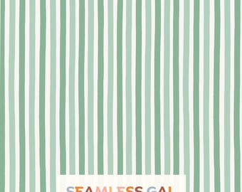 Sage Green Stripe Seamless Pattern, Hand Drawn Preppy Digital Design (Digital Download)
