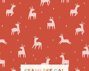 Reindeer Simple Christmas Seamless Pattern, Scandinavian Holiday Design (Digital Download)