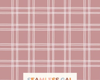 Taupe Dusty Pink Plaid Seamless Pattern, Hand Drawn Neutral Check Design (Digital Download)