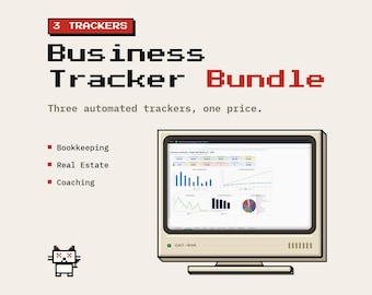Small Business Spreadsheet Bundle Excel Google Sheets, Bookkeeping Invoice Tracker, Real Estate Commission Tracker, Coaching Client Planner