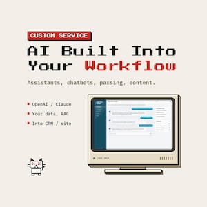AI-integration för företag | Anpassad GPT-assistent, supportchatbot, dokumentanalys, innehållsgenerering | In i ditt CRM, webbplats eller butik