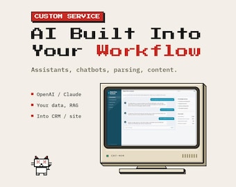 AI Integration for Business | Custom GPT Assistant, Support Chatbot, Document Parsing, Content Generation | Into Your CRM, Website or Shop