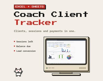 Coaching Business Client Tracker Spreadsheet, Coach Session Package Payment Tracker Excel Google Sheets, Consultant Lead CRM Planner 2026