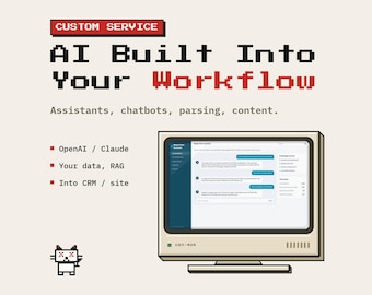 AI Integration for Business | Custom GPT Assistant, Support Chatbot, Document Parsing, Content Generation | Into Your CRM, Website or Shop