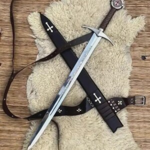 Espada Accolade dos Cavaleiros Templários, Espada Colecionável Feita à Mão, Decoração de Parede, Espadas Medievais, Presente