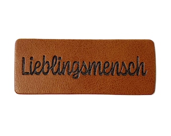 Kunstleren label - "Favoriete persoon" in bruin