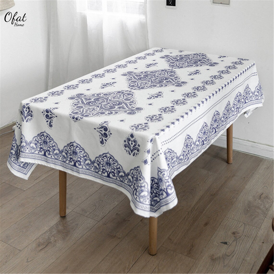 Chinese Blue and White Polyester Waterproof Tablecloth Etsy