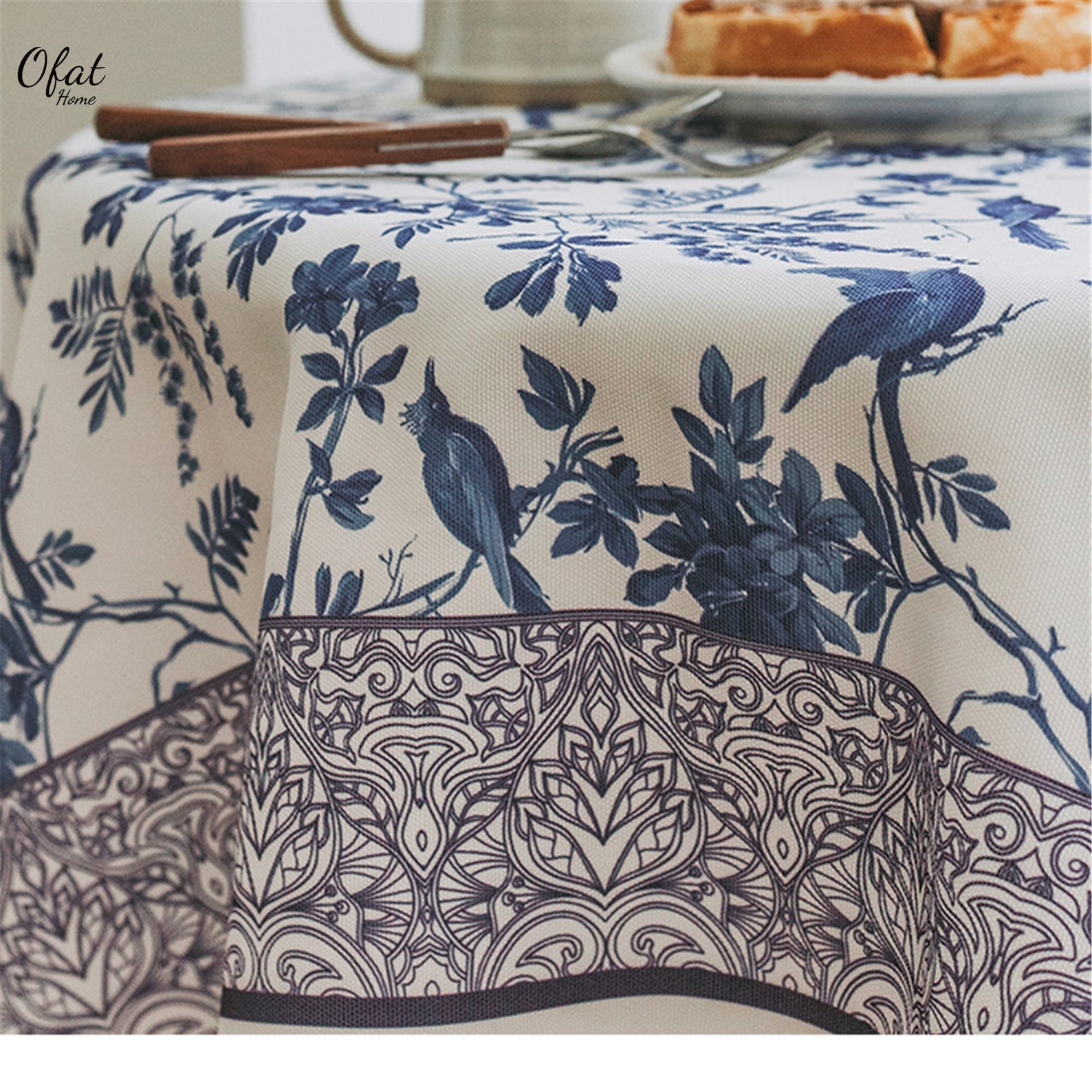 Chinese Blue and White Polyester Waterproof Tablecloth | Etsy