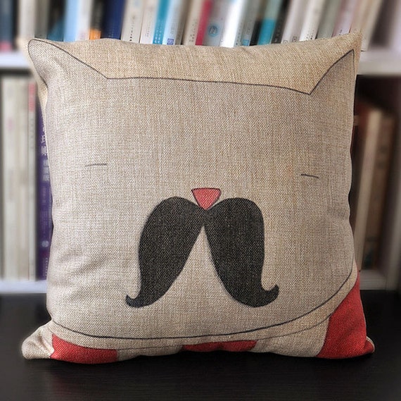 Sofa pillow45cm Cushion Cat Printed Cotton Linen Home Decorative Pillows Bedroom Decor Pillowcase