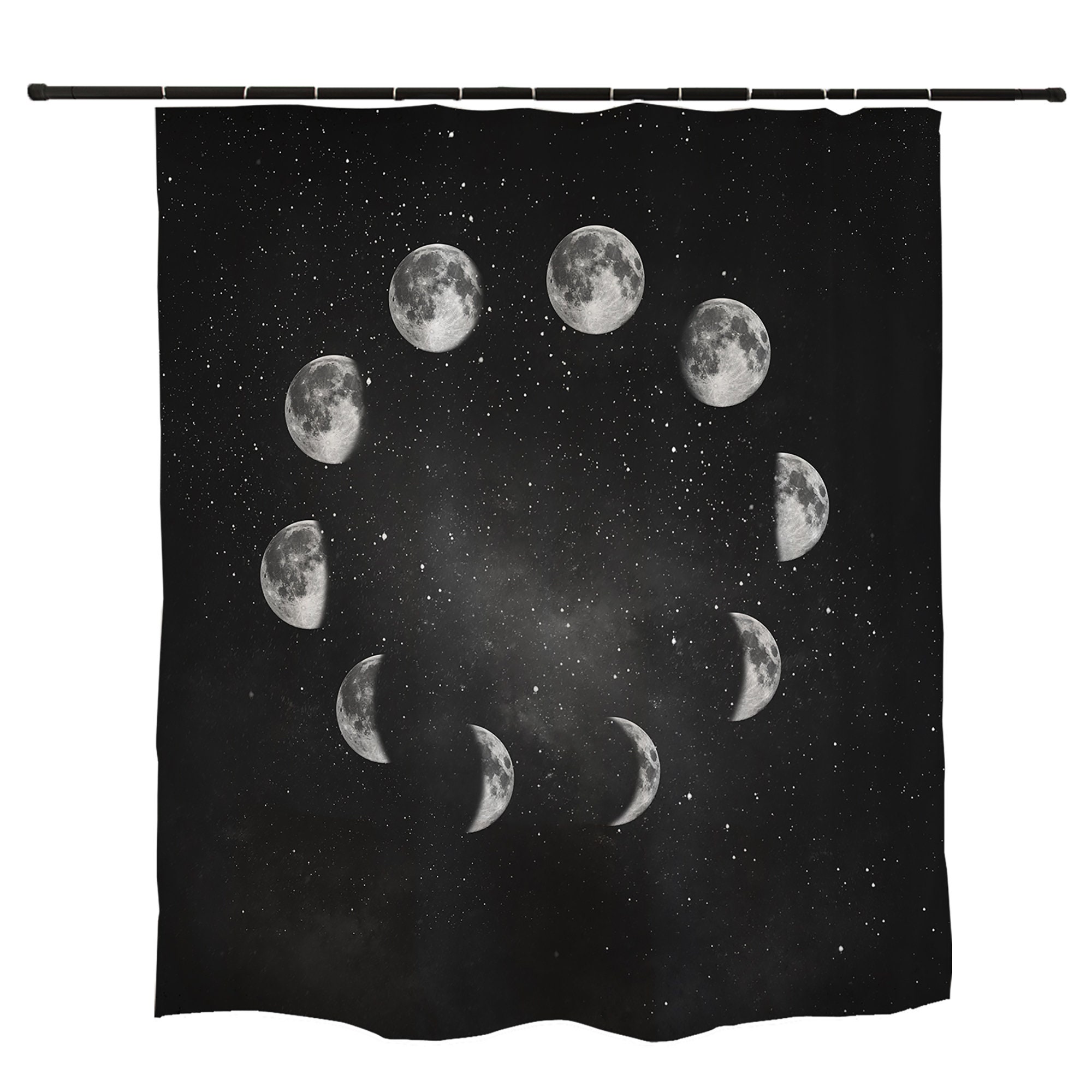 Moon Shower Curtain Moon Phases Galaxy Space Shower Curtains Etsy