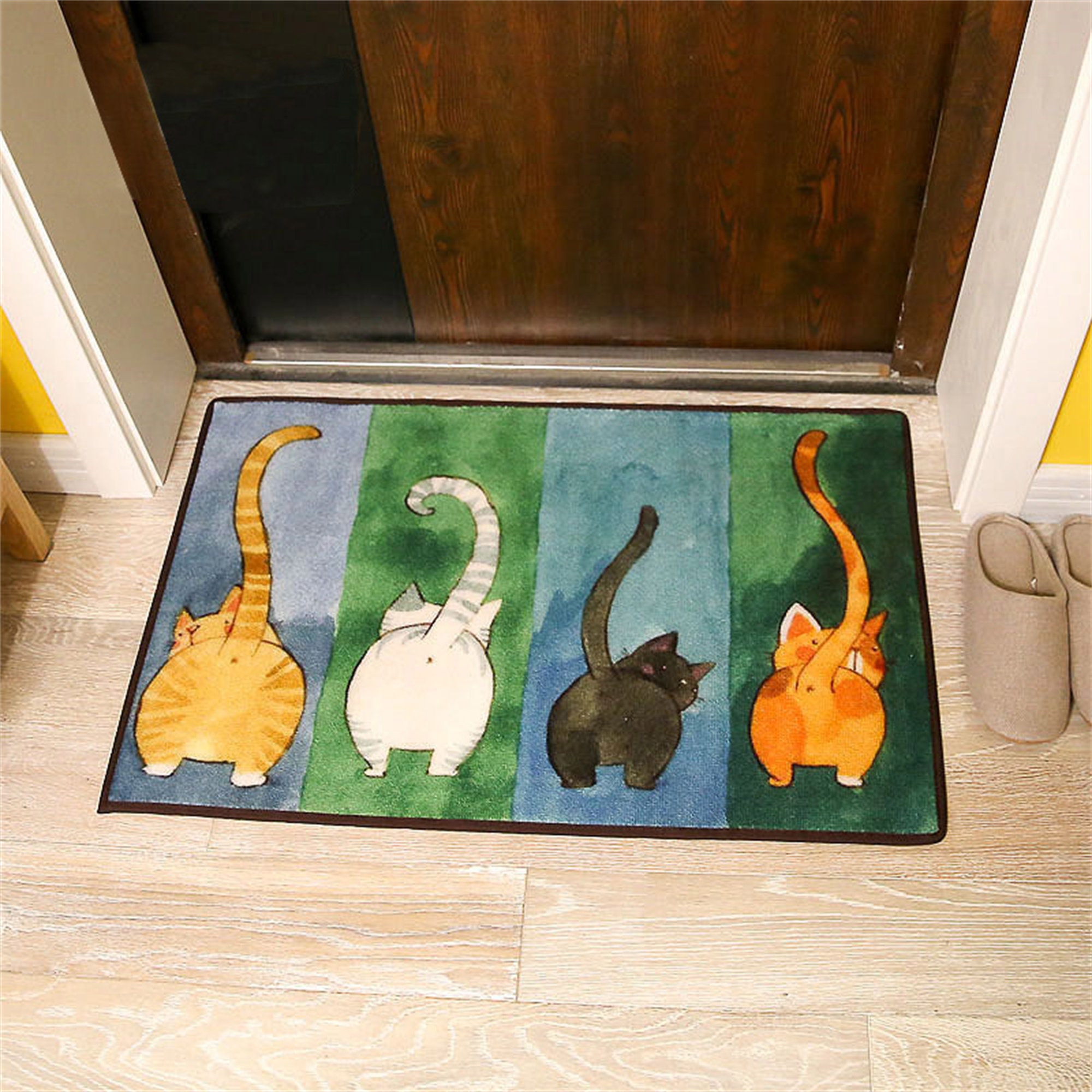 Cat Shape Anti-slip Rug Door Mat Carpet Bathroom Indoor Doormat Household 