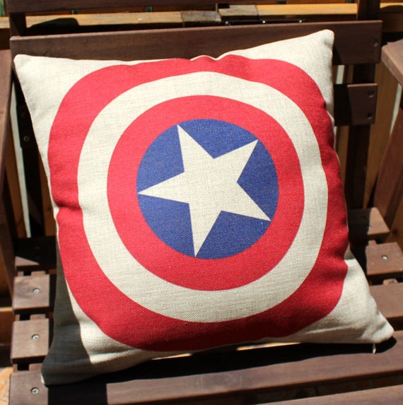 Items similar to Captain America Cushion Cover,Cotton Linen Pillow