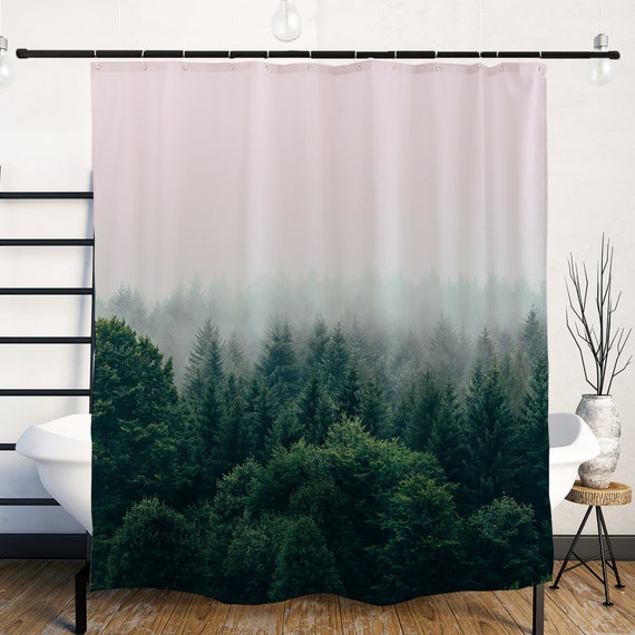 Green Mountain Shower Curtain For Bathroom Foggy Forest Green Mountain Shower Curtain For, Country Style Shower Curtains