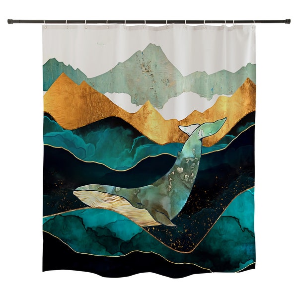 Whale Shower Curtain Etsy