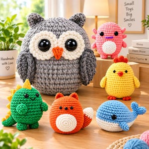 Häkelset für Anfänger: 6 Tierfamilien – Komplettes Starterset zum Häkeln lernen mit Schritt-für-Schritt-Videoanleitungen – Einfache Amigurumi-Bastelarbeiten