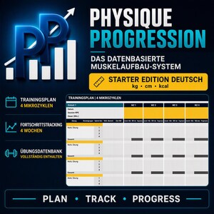 Physique Progression Starter Edition (Deutsch) | Muskelaufbau Planer & Progressionstracker | Excel Vorlage