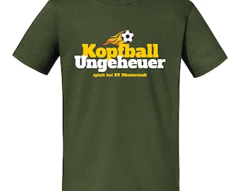 Fußball T-Shirt Kinder „Kopfballungeheuer“ – personalisiert mit Vereinsname