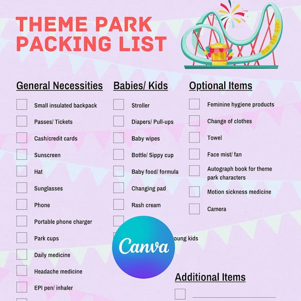 Paklijst voor themaparken