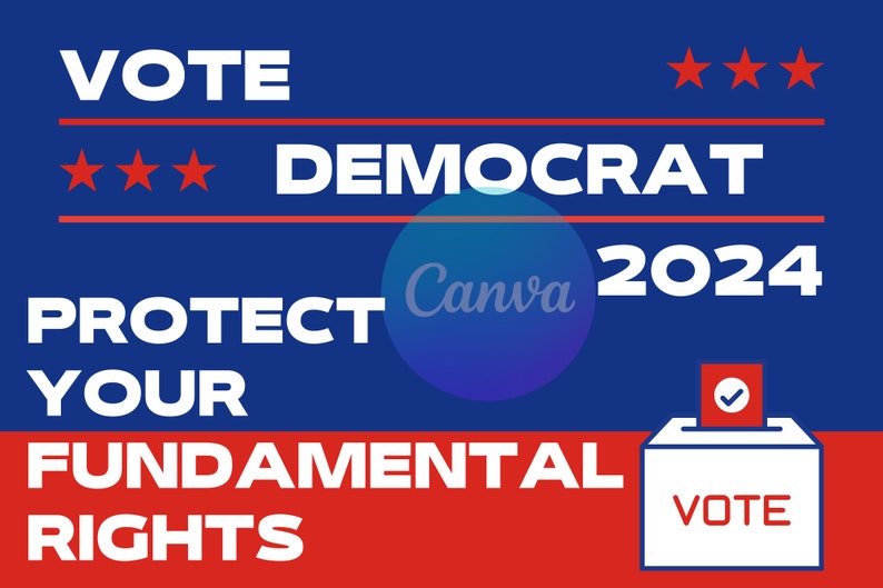 Vote Democrat 2024 Yard Sign Printable Etsy
