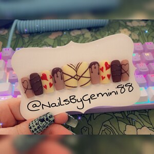 Valentines Day Chocolate Square Press on Nails,  custom made.