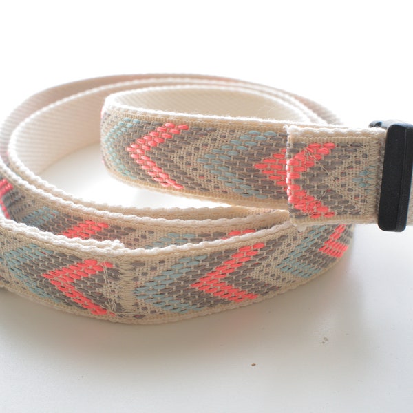 Bright orange, grey, light blue arrows chalk bag strap - embroidered belt