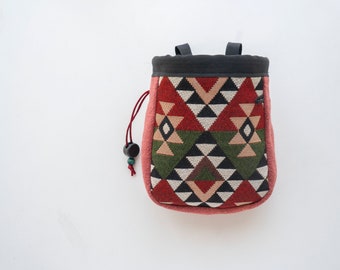 Geometric Chalk Bag - patchwork with triangle pattern fabric