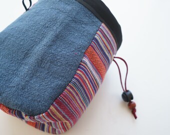 Rainbow blue hue Chalk Bag - striped pattern fabric