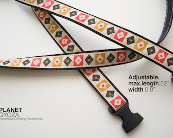 Adjustable chalk bag belt / tribal pattern belt / thin strap