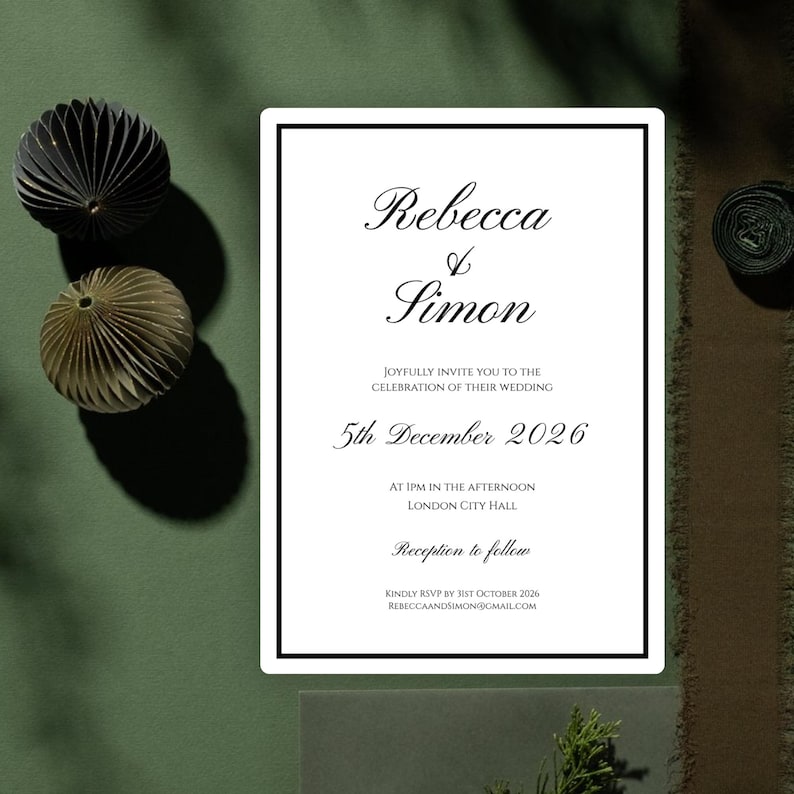 Invitation In Cursive Modèle d'invitation de mariage classique en écriture cursive, bordure ...