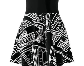 Falda patinadora para mujer, diseño de Broadway NYC