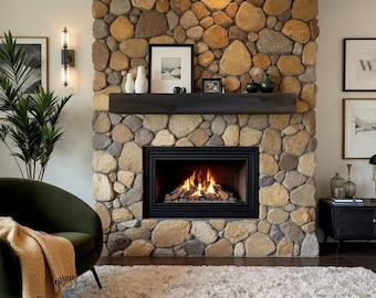 6" Deep Rustic Fireplace Mantel: Faux Wood Beam Shelf, Walnut Finish