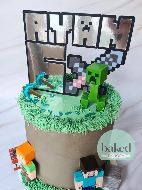 Simple Minecraft Slime Birthday Cake