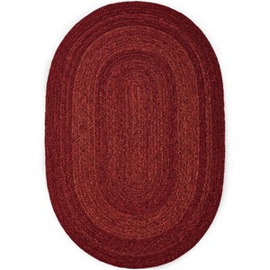 Handmade Burgundy Braided Jute Rug, Oval Area Rug, Boho Rustic Home Decor, Natural Fiber Floor Rug, Custom Size Rug