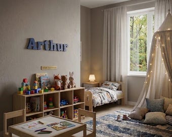Custom Wooden Name Sign – 3D Nursery Wall Decor & Personalised Kids Room Sign