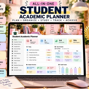 Assignment Tracker Notion Template, Student Planner, Academic Planner, Study Planner, College Planner, Exam Tracker, Grade Tracker